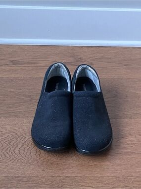 Tempur-Pedic Slip-Resistant Leather Work Clogs Women Size 10 Wide Black Glitter